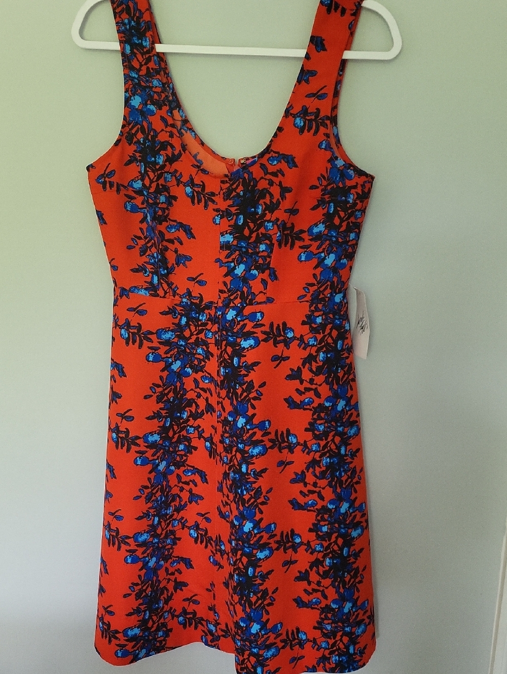 Tracy Reese Red Dress with Blue Floral Print